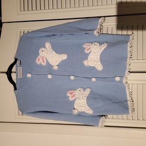 Like new & rare! Vintage bellepointe hopping rabbits fringed 3/4 sleeved sweater